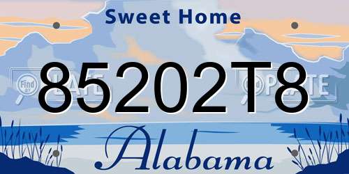 85202T8 Alabama License Plate