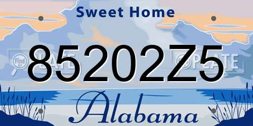 85202Z5 Alabama License Plate