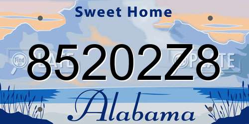 85202Z8 Alabama License Plate