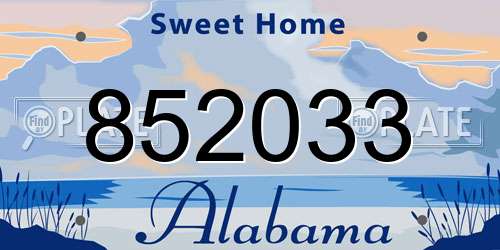 852033 Alabama License Plate