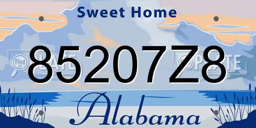 85207Z8 Alabama License Plate