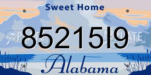 85215I9 Alabama License Plate