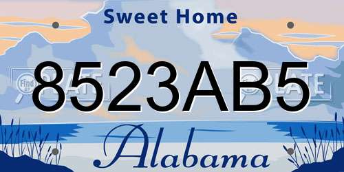8523AB5 Alabama License Plate