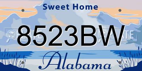 8523BW Alabama License Plate