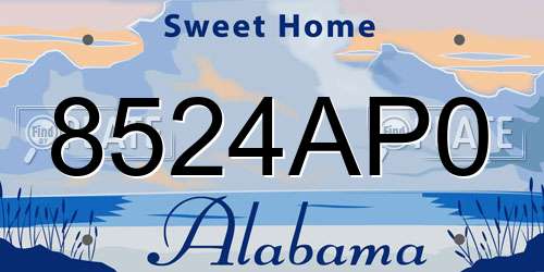 8524AP0 Alabama License Plate