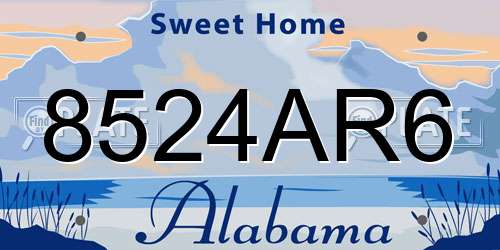 8524AR6 Alabama License Plate