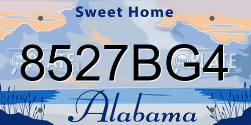 8527BG4 Alabama License Plate