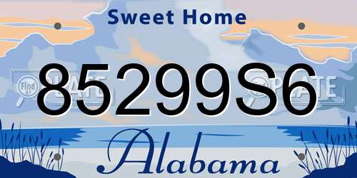 85299S6 Alabama License Plate