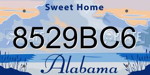 8529BC6 Alabama License Plate