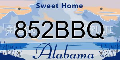 852BBQ Alabama License Plate