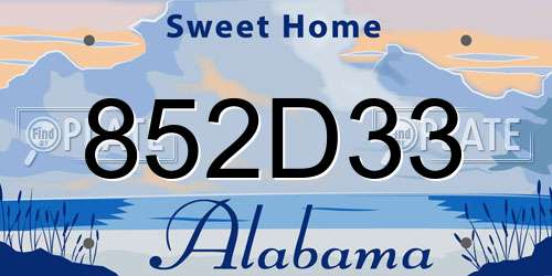 852D33 Alabama License Plate
