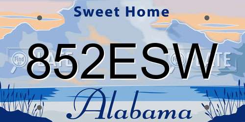 852ESW Alabama License Plate