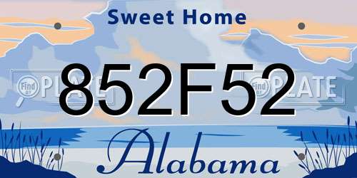 852F52 Alabama License Plate