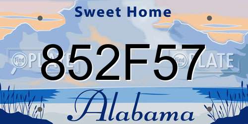 852F57 Alabama License Plate