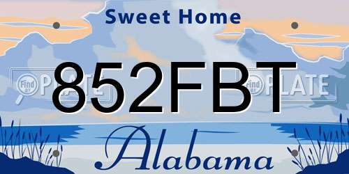 852FBT Alabama License Plate