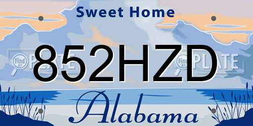 852HZD Alabama License Plate