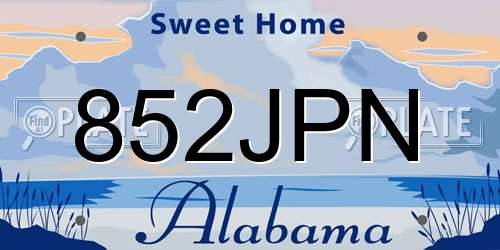 852JPN Alabama License Plate