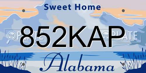 852KAP Alabama License Plate