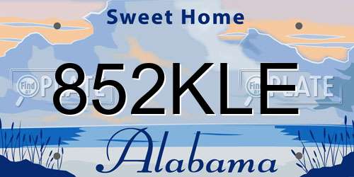852KLE Alabama License Plate