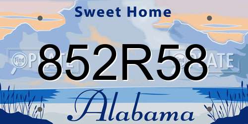 852R58 Alabama License Plate