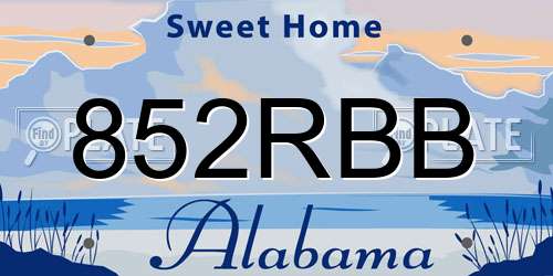 852RBB Alabama License Plate