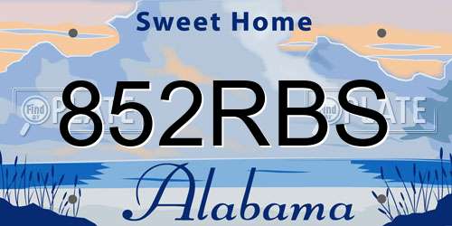 852RBS Alabama License Plate