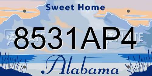 8531AP4 Alabama License Plate