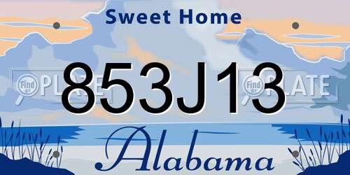 853J13 Alabama License Plate