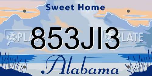 853JI3 Alabama License Plate