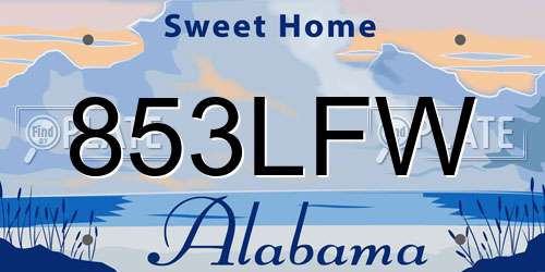 853LFW Alabama License Plate