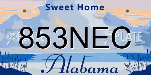 853NEC Alabama License Plate