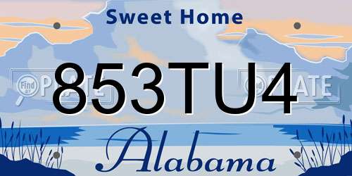 853TU4 Alabama License Plate