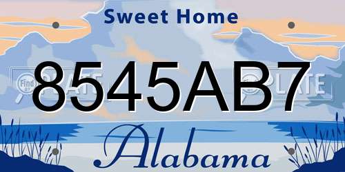 8545AB7 Alabama License Plate