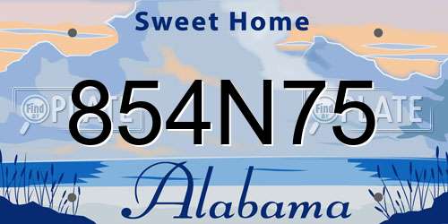 854N75 Alabama License Plate