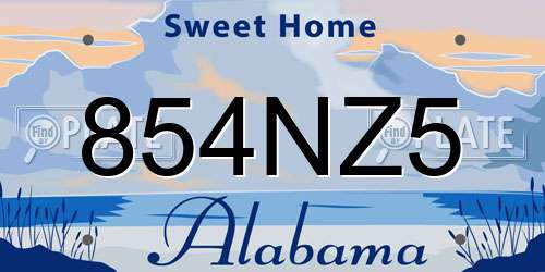 854NZ5 Alabama License Plate