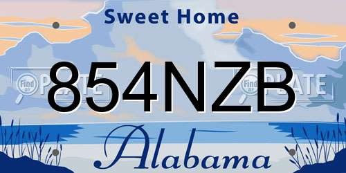 854NZB Alabama License Plate