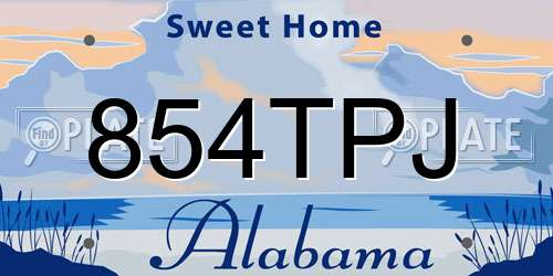 854TPJ Alabama License Plate