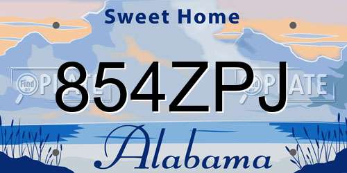 854ZPJ Alabama License Plate