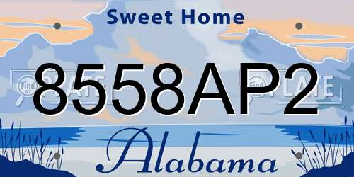 8558AP2 Alabama License Plate