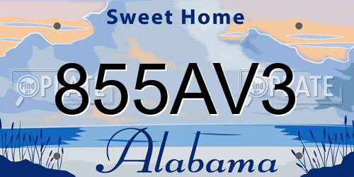 855AV3 Alabama License Plate
