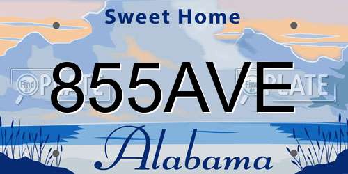 855AVE Alabama License Plate