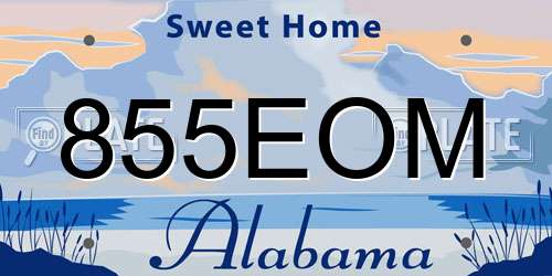 855EOM Alabama License Plate