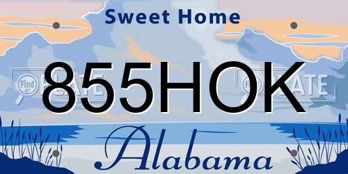 855HOK Alabama License Plate