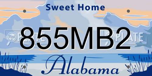 855MB2 Alabama License Plate