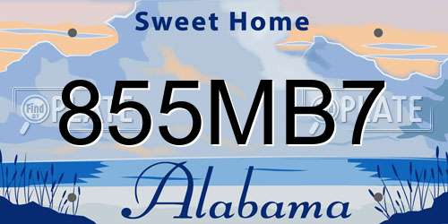 855MB7 Alabama License Plate