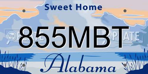 855MBT Alabama License Plate