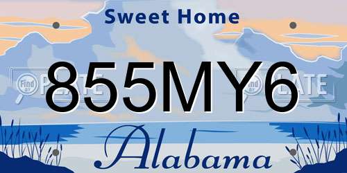 855MY6 Alabama License Plate