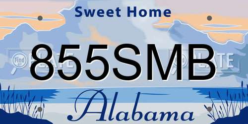 855SMB Alabama License Plate