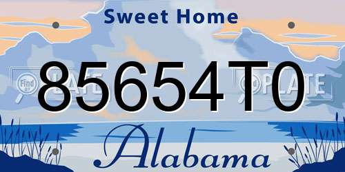 85654T0 Alabama License Plate