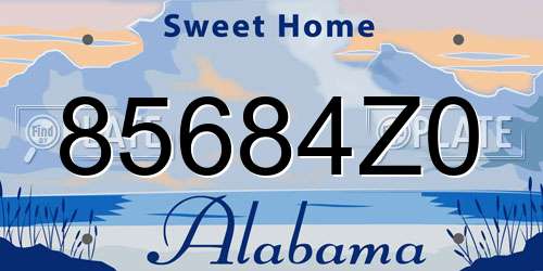 85684Z0 Alabama License Plate